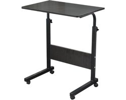 Laptoptafel, laptopstandaard, in hoogte verstelbaar, mobiele bijzettafel, verzorgingstafel voor bed en bank, 80 x 40 x 71-90 cm, zwart
