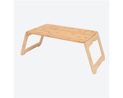 Laptoptafel - Met poten - Bamboe - Inclusief bekerhouder - Opvouwbaar - 46x29,5x23 cm