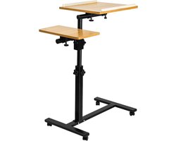 Laptoptafel met wieltjes - Roltafel verstelbaar - Werken vanuit bed - Kantelbaar paneel - 65 tot 95 cm - Geel