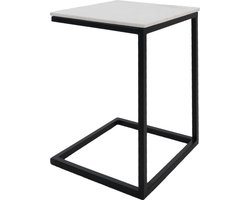 Laptoptafel Mitch Marmer - Wit/Zwart - Design Bijzettafel voor Laptop