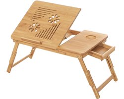 Laptoptafel Notebooktafel Nachttafel Schoottafels voor lezen of ontbijt- en tekentafel Laptops in hoogte verstelbaar Opvouwbaar 55 x 35 x 29 cm