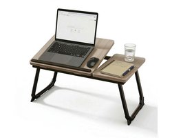 Laptoptafel - verstelbaar - voor bank - inklapbaar - houtlook-zwart