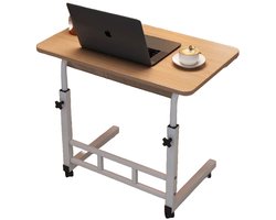Laptoptafel – Verstelbare - Verrijdbare Bedtafel – 80x40 cm – Mobiele Bijzettafel – Houtlook