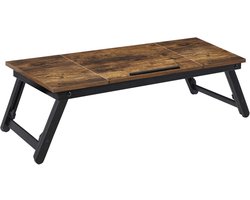 Laptoptafel voor bed Bedtafel Laptoptafel voor de bank 71 x 35 x 23 cm bruin 5 standen verstelbaar schuin tafelblad In hoogte verstelbaar met inklapbare poten en lade Geschikt voor gebruik in bed en op de bank