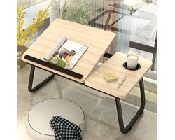 Laptoptafel Werkplek Inklapbaar Laptopstandaard - Stabureau - Ideaal voor Thuiswerken - Licht Hout