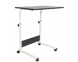 Laptoptafel Zwart – Verrijdbare Bedtafel –Hoogte Verstelbaar 60-80 cm – 60x40cm Tafelblad