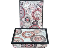 Laptray - Schoottafel - Schootkussen - Laptoptafel - Dienblad met kussen Mandala Rood