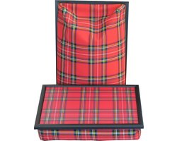 Laptray, Schoottafel, Schootkussen, Laptoptafel, Dienblad met kussen Rode Schotse Ruit