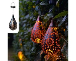 Lardic Solar Hangende Tuinlamp – Tuinverlichting op zonneenergie buiten – Led buitenverlichting met sensor - Buitenlamp - Tuinfontein - Tuinfakkel / Tuinlantaarn - Sfeerverlichting - Metaal