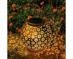 Lardic Solar Tuinlamp – Brons kleurig metaal – Tuinverlichting op zonneenergie buiten – Led buitenverlichting met sensor - Tuinfontein - Tuinfakkel / Tuinlantaarn - Sfeerverlichting - Tafellamp