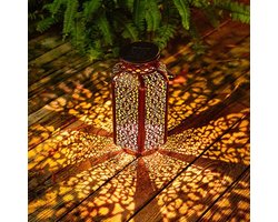 Lardic Solar Tuinlamp – Brons kleurig metaal – Tuinverlichting op zonneenergie buiten – Led buitenverlichting met sensor - Tuinfontein - Tuinfakkel / Tuinlantaarn - Sfeerverlichting - Tafellamp