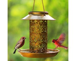 Lardic Solar Tuinlamp – Brons kleurig metaal – Tuinverlichting op zonneenergie buiten – Led buitenverlichting met sensor - Tuinfontein - Tuinfakkel / Tuinlantaarn - Sfeerverlichting