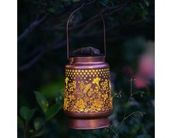 Lardic Solar Tuinlamp – Solar Tuinverlichting – Brons kleurig metaal – Tuinverlichting op zonneenergie buiten – Led buitenverlichting met sensor - Tuinfontein - Tuinfakkel / Tuinlantaarn - Sfeerverlichting