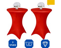Lardic Statafelrok Rood Extra Dik - Tafelrok - Statafel hoes Set Van 2 - Stretch - Tafelhoezen voor Statafel 80 - 110cm