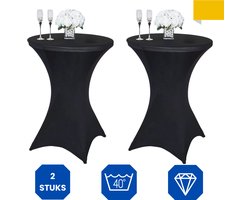 Lardic Statafelrok Zwart Extra Dik - Tafelrok - Statafel hoes Set Van 2 - Stretch - Voor binnen en buiten - Tafelhoezen voor Statafel 80 - 110cm
