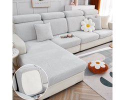 Large sofa set, lichtgrijs, Huisdiervriendelijk, slijtvast tegen vuil, met elastische anti-slip meubelbescherming, met elastische bodem