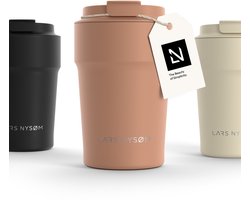 LARS NYSØM Bevægelse Thermos Coffee Mug-to-go 380ml - BPA-vrij met Isolatie - Lekvrije Roestvrijstalen Thermosbeker (Blush Rose)
