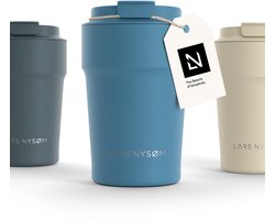 LARS NYSØM Bevægelse Thermos Coffee Mug-to-go 380ml - BPA-vrij met Isolatie - Lekvrije Roestvrijstalen Thermosbeker (Calypso Blue)