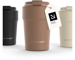 LARS NYSØM Bevægelse Thermos Coffee Mug-to-go 380ml - BPA-vrij met Isolatie - Lekvrije Roestvrijstalen Thermosbeker (Mocha Brown)