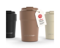 LARS NYSØM Bevægelse Thermos Coffee Mug-to-go 380ml - BPA-vrij met Isolatie - Lekvrije Roestvrijstalen Thermosbeker (Mocha Brown)