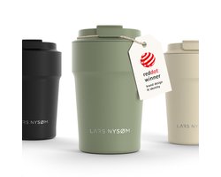 LARS NYSØM Bevægelse Thermos Coffee Mug-to-go 380ml - BPA-vrij met Isolatie - Lekvrije Roestvrijstalen Thermosbeker (Sage Green - Powder)