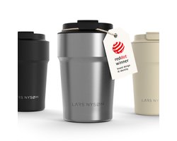LARS NYSØM Bevægelse Thermos Coffee Mug-to-go 380ml - BPA-vrij met Isolatie - Lekvrije Roestvrijstalen Thermosbeker (Stainless Steel)