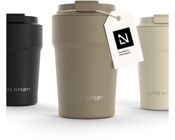 LARS NYSØM Bevægelse Thermos Coffee Mug-to-go 380ml - BPA-vrij met Isolatie - Lekvrije Roestvrijstalen Thermosbeker (Taupe Brown)