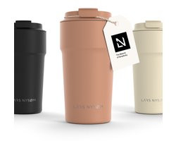 LARS NYSØM Bevægelse Thermos Coffee Mug-to-go 500ml - BPA-vrij met Isolatie - Lekvrije Roestvrijstalen Thermosbeker (Blush Rose)