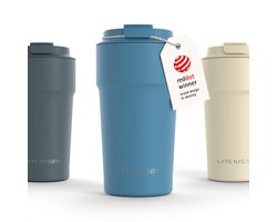 LARS NYSØM Bevægelse Thermos Coffee Mug-to-go 500ml - BPA-vrij met Isolatie - Lekvrije Roestvrijstalen Thermosbeker (Calypso Blue - Powder)