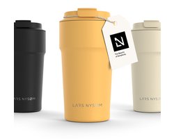 LARS NYSØM Bevægelse Thermos Coffee Mug-to-go 500ml - BPA-vrij met Isolatie - Lekvrije Roestvrijstalen Thermosbeker (Mustard Yellow)