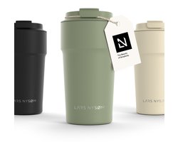 LARS NYSØM Bevægelse Thermos Coffee Mug-to-go 500ml - BPA-vrij met Isolatie - Lekvrije Roestvrijstalen Thermosbeker (Sage Green)