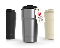 LARS NYSØM Bevægelse Thermos Coffee Mug-to-go 500ml - BPA-vrij met Isolatie - Lekvrije Roestvrijstalen Thermosbeker (Stainless Steel - Powder)