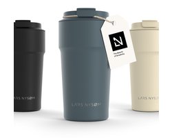 LARS NYSØM Bevægelse Thermos Coffee Mug-to-go 500ml - BPA-vrij met Isolatie - Lekvrije Roestvrijstalen Thermosbeker (Stone Blue)