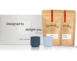 LARS NYSØM Geschenkset met Zout- en Peperstrooier & Specerijen - Mini Design Zout- en Peperstrooier met fijn Alpenzout en Braziliaanse Peper in aantrekkelijke Geschenkverpakking (Stone Blue/Sky Blue)