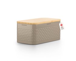 LARS NYSØM Glæde Broodtrommel - Bamboe deksel bruikbaar als snijplank - 34,5x18,5x15,8cm (Taupe Brown)