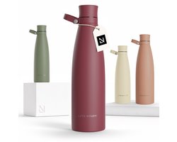 LARS NYSØM Nåde Roestvrijstalen drinkfles 1000ml - BPA-vrije geïsoleerde waterfles 1,00 Liter (Berry Red)