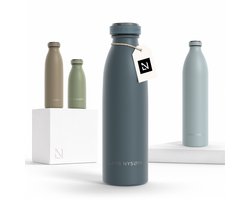 LARS NYSØM Ren Roestvrijstalen drinkfles 500ml - BPA-vrij geïsoleerde waterfles 0,5 Liter (Stone Blue)