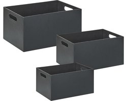 LARSA - Opbergdozen set van 3 - Grafietgrijs - Kunstleer