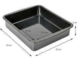 Lasagne Baking Dish Large 36 x 30 x 8 cm Oven Mould with Non-Stick Coating Cut Resistant Extra High Extended Handle Edge