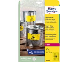Laseretiket Avery 45 - 7x21 - 2mm geel 20 vel 48 etiketten per vel