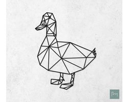 Laserfabrique Wanddecoratie - Geometrische Eend - XS - Brievenbusformaat - Zwart - Geometrische dieren en vormen - Houten dieren - Muurdecoratie - Line art - Wall art