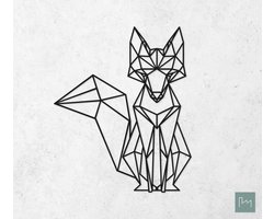 Laserfabrique Wanddecoratie - Geometrische Vos - Large - Zwart - Geometrische dieren en vormen - Houten dieren - Muurdecoratie - Line art - Wall art