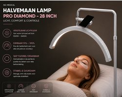Lashlamp Halvemaan Lamp 28 Inch Zilver Diamond – LED Moonlight Lamp – Dimbaar – 360° Verstelbaar – Voor Lashes, PMU & Nagels