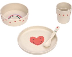 Lässig serviesset PP/Cellulose - Happy Rascals Heart lavender