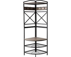 Last Deco Kapstok van ijzer - 4 planken - 6 haken - zwart en natuur - afmetingen 60 x 184 x 60 cm - decoratiemeubelen - halmeubel kapstok hangend met plank