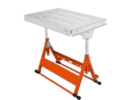 Lastafel - Mobiele Werkbank - Draagbare Werkbank - Opvouwbare - Stalen Tafelblad - met 3 Kantelbare Hoeken - 77 x 57 x 84 cm - Zilver & Oranje