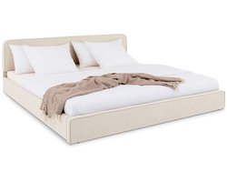 LATINI-boxspring 160x200 cm in beige met verstelbaar hoofdeinde