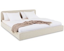 LATINI-boxspring 160x200 cm in crèmewit met verstelbaar hoofdeinde