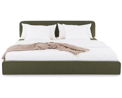 LATINI-boxspring 160x200 cm in groen met verstelbaar hoofdeinde