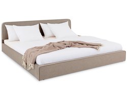 LATINI-boxspring 180x200 cm in greige met verstelbaar hoofdeinde